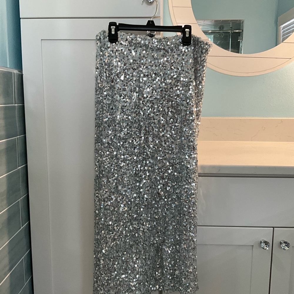 Silver Sequin Skirt